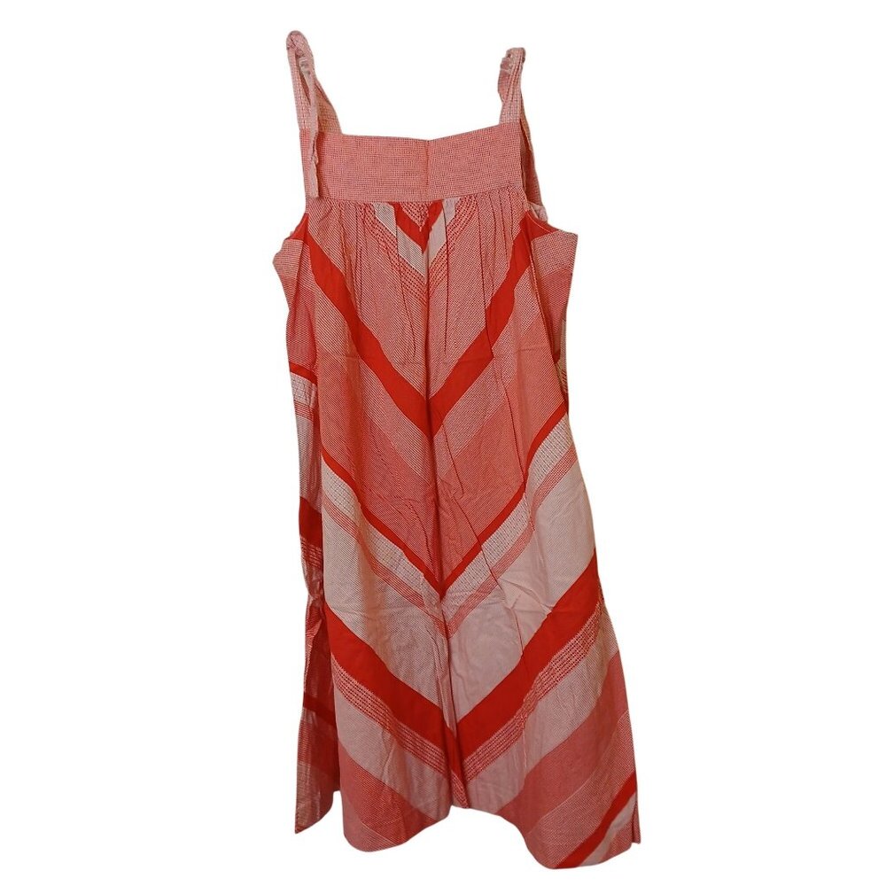 Sundress VTG 70's Size M Chevron Striped Midi Pink White Plaza Sqaure #D-30